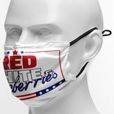 "Red, White & Blueberries" Themed Graphic Face Mask, Cute Patriotic Family Fun Design KZ02-25027153-4