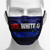 "Red, White & Blueberries" Themed Graphic Face Mask, Cute Patriotic Family Fun Design KZ02-25027153-1