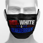 "Red, White & Blueberries" Themed Graphic Face Mask, Cute Patriotic Family Fun Design KZ02-25027153-2