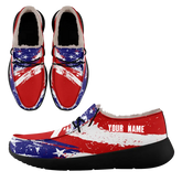 Personalized USA Flag Sneakers, Custom Stars and Stripes Loafer Shoes, Fur Lining Shoe, Pride in Comfort,FN042-24020304-1b