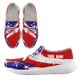 Personalized USA Flag Sneakers, Custom Stars and Stripes Loafer Shoes, Fur Lining Shoe, Pride in Comfort,FN042-24020304-1w