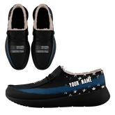 Personalized USA Flag Sneakers, Custom Stars and Stripes Loafer Shoes, Fur Lining Shoe, Pride in Comfort,FN042-24020304-2b