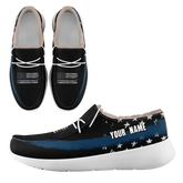 Personalized USA Flag Sneakers, Custom Stars and Stripes Loafer Shoes, Fur Lining Shoe, Pride in Comfort,FN042-24020304-2w