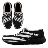 Personalized USA Flag Sneakers, Custom Stars and Stripes Loafer Shoes, Fur Lining Shoe, Pride in Comfort,FN042-24020304-3b