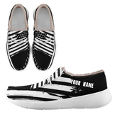 Personalized USA Flag Sneakers, Custom Stars and Stripes Loafer Shoes, Fur Lining Shoe, Pride in Comfort,FN042-24020304-3w