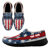 Personalized USA Flag Sneakers, Custom Stars and Stripes Loafer Shoes, Fur Lining Shoe, Pride in Comfort,FN042-24020304-4b