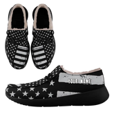 Personalized USA Flag Sneakers, Custom Stars and Stripes Loafer Shoes, Fur Lining Shoe, Pride in Comfort,FN042-24020304-6b