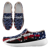 Personalized USA Flag Sneakers, Custom Stars and Stripes Loafer Shoes, Fur Lining Shoe, Pride in Comfort,FN042-24020304-7w