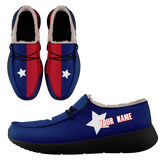 Personalized USA Flag Sneakers, Custom Stars and Stripes Loafer Shoes, Fur Lining Shoe, Pride in Comfort,FN042-24020304-5b