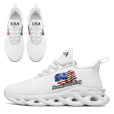 Personalized America Flag Sneakers, Custom Breathable Patriotic Shoes, Unisex Lace Up Shoes