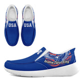 Personalized America Flag Sneakers, Custom Flag Fashion Shoes, Unisex Canvas Slip On Shoes