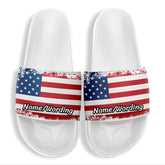 Personalized America Flag Slide Sandal, Custom Pride and Patriotic Indoor and Outdoor Slipper