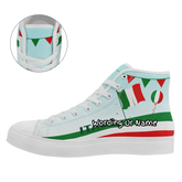 Personalized Italian Heritage High Tops Sneakers, Custom Stylish & Breathable Patriotic Shoes, Canvas Streetwear