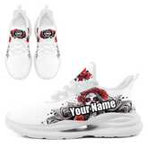 Personalized Flag with Skull Print Sneakers, Custom Breathable and Comfortable Lace Up Shoes