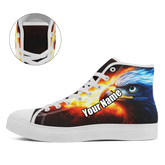 Fiery American Eagle Spirit High-Top Sneakers, Patriotic Cosmic Pride Canvas Shoes FN024-25018047