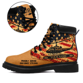Personalized UH-1 Huey Helicopter Veteran Boots, Proudly Served American Flag Military Work Shoes - 1921-26007281-2