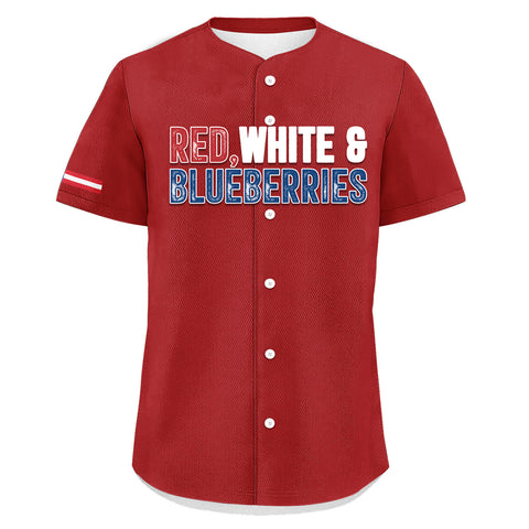 Custom Patriot Baseball Jersey, "Red, White & Blueberries" Conservative Pride Shirt BSBJ01-25020197-5
