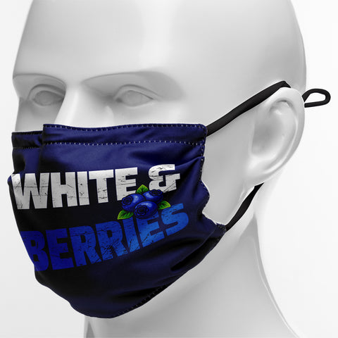 "Red, White & Blueberries" Themed Graphic Face Mask, Cute Patriotic Family Fun Design KZ02-25027153-1