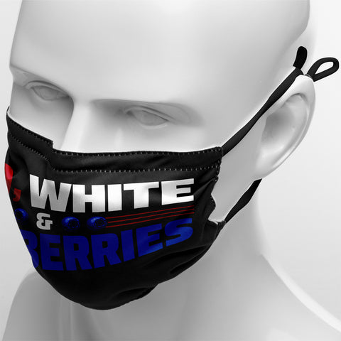 "Red, White & Blueberries" Themed Graphic Face Mask, Cute Patriotic Family Fun Design KZ02-25027153-2