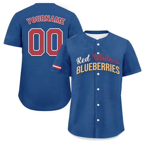 Custom Patriot Baseball Jersey, "Red, White & Blueberries" Conservative Pride Shirt BSBJ01-25020197-7