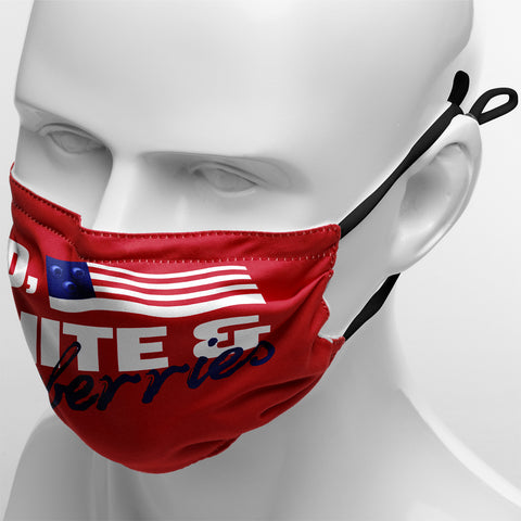 "Red, White & Blueberries" Themed Graphic Face Mask, Cute Patriotic Family Fun Design KZ02-25027153-3