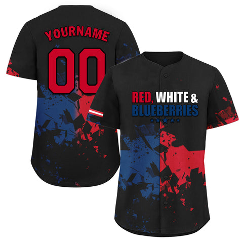Custom Patriot Baseball Jersey, "Red, White & Blueberries" Conservative Pride Shirt BSBJ01-25020197-1