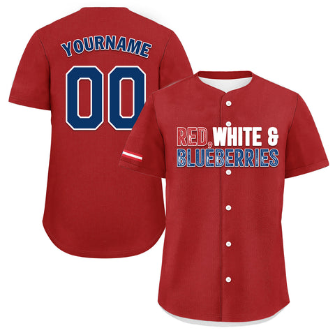 Custom Patriot Baseball Jersey, "Red, White & Blueberries" Conservative Pride Shirt BSBJ01-25020197-5