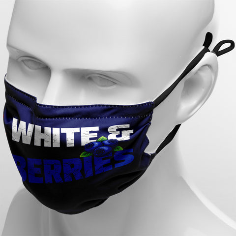 "Red, White & Blueberries" Themed Graphic Face Mask, Cute Patriotic Family Fun Design KZ02-25027153-1