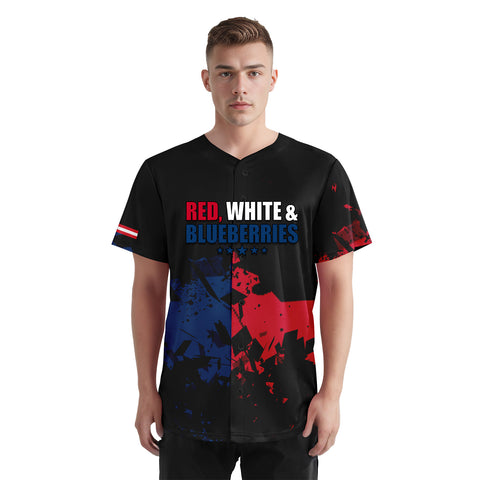 Custom Patriot Baseball Jersey, "Red, White & Blueberries" Conservative Pride Shirt BSBJ01-25020197-1