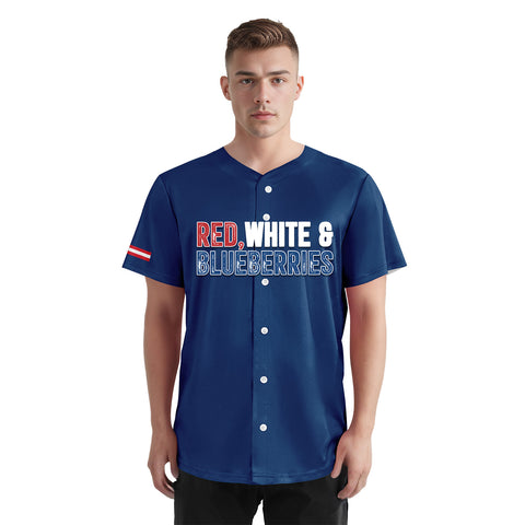 Custom Patriot Baseball Jersey, "Red, White & Blueberries" Conservative Pride Shirt BSBJ01-25020197-4