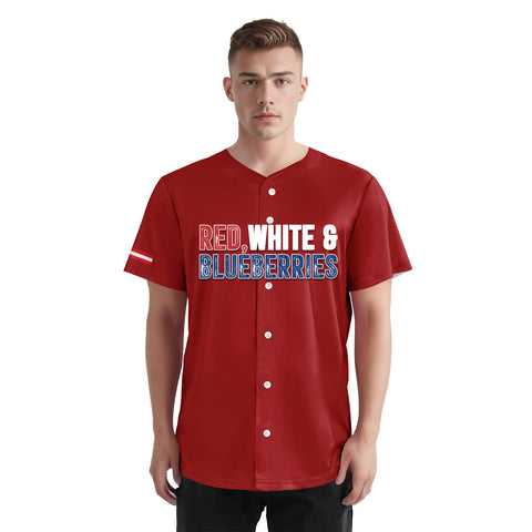 Custom Patriot Baseball Jersey, "Red, White & Blueberries" Conservative Pride Shirt BSBJ01-25020197-5