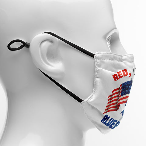 "Red, White & Blueberries" Themed Graphic Face Mask, Cute Patriotic Family Fun Design KZ02-25027153-5
