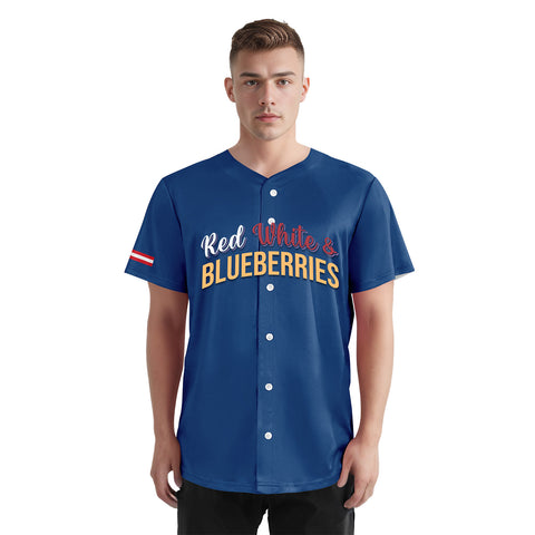Custom Patriot Baseball Jersey, "Red, White & Blueberries" Conservative Pride Shirt BSBJ01-25020197-7