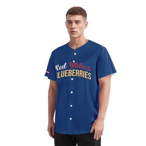 Custom Patriot Baseball Jersey, "Red, White & Blueberries" Conservative Pride Shirt BSBJ01-25020197-7