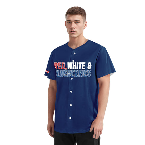 Custom Patriot Baseball Jersey, "Red, White & Blueberries" Conservative Pride Shirt BSBJ01-25020197-4