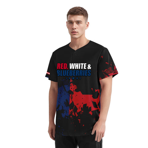 Custom Patriot Baseball Jersey, "Red, White & Blueberries" Conservative Pride Shirt BSBJ01-25020197-1