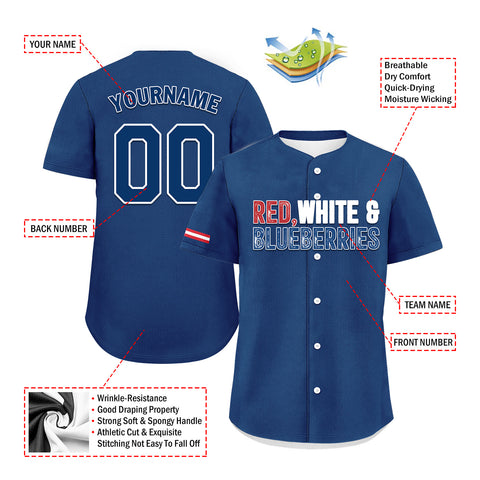 Custom Patriot Baseball Jersey, "Red, White & Blueberries" Conservative Pride Shirt BSBJ01-25020197-4