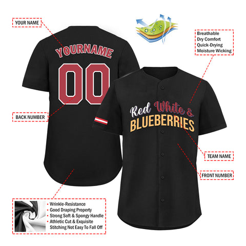Custom Patriot Baseball Jersey, "Red, White & Blueberries" Conservative Pride Shirt BSBJ01-25020197-6