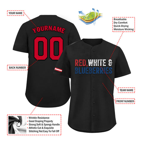 Custom Patriot Baseball Jersey, "Red, White & Blueberries" Conservative Pride Shirt BSBJ01-25020197-3