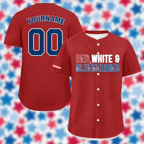 Custom Patriot Baseball Jersey, "Red, White & Blueberries" Conservative Pride Shirt BSBJ01-25020197-5