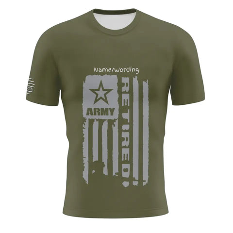 Personalized Men's Patriotic, Veteran Men's Army Green T-shirt, YW064-23020003