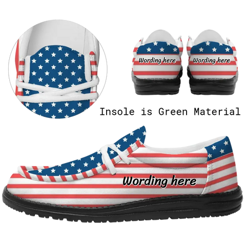 Customized Patriotic Casual Shoe, Canvas Walking Sneaker,  Oxford Lace-Ups Shoes from Men and Women,2202-C0601