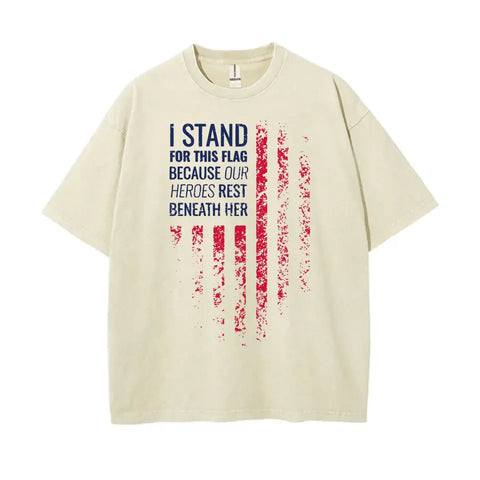 Personalized America Flag T-Shirt, Water-Wash Cotton Tee with Some Inspirational Language, 89000-23020035