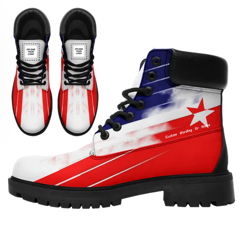 Professional thank you gifts, Personalized Texas Flag Boots, Custom Stylish Leather Boots,Unisex  Combat Boots,TB-24020029-1