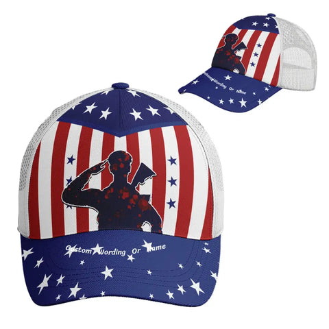 Personalized American Flag Hat, Custom Unisex Adjustable USA Trucker Dad Hat