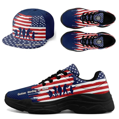 Personalized Combo offer Gift, Custom Patriotic Shoe and Hat, Unique Gift for Veteran