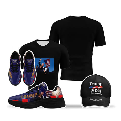 Personalized Special Combo, Custom Trump Sneakers, T-Shirt and Hat, MAGA Combo Offer