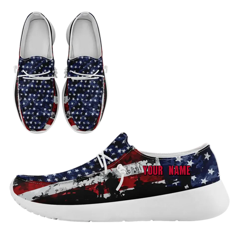 Personalized  America Flag Sneakers, Custom Patriotic Loafer Shoes,  Canvas Slip On Shoes,
FN018-24020303-7w