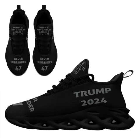 Personalized Dark MAGA Sneakers, Custom Never Surrender Shoes, Support for Trump Maxsoul Shoes