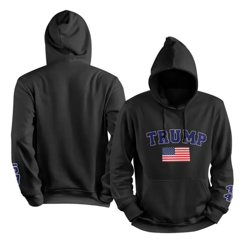 Personalized Trump 2024 Hoodies, Custom Flag Solid Color Hoodies, Comfortable Unisex Hoodies